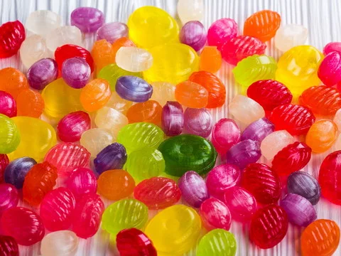 Glistening colorful gummy candy